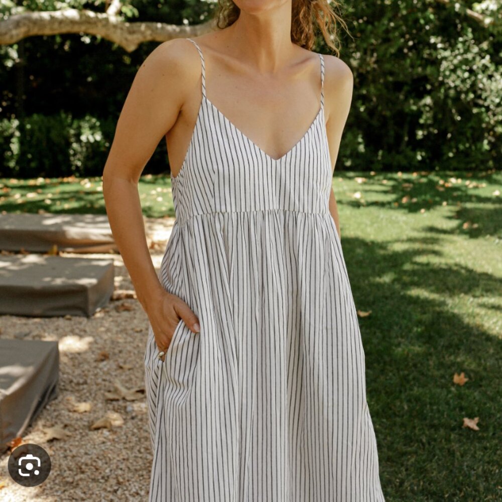 Jenni Kayne White and Black Striped Maxi Dress